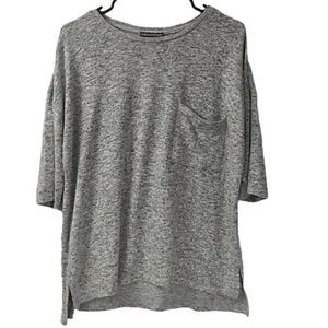 Chelsea & Theodore Heathered Gray Oversized Dolman Pocket Knit Tunic  Small